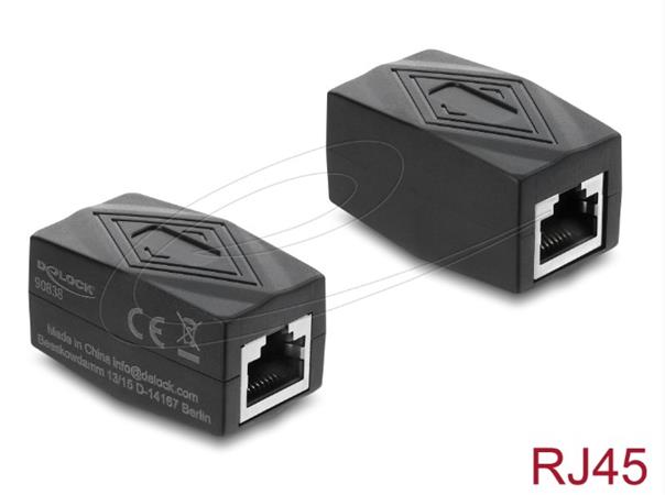 Delock Spojka adaptéru ze zásuvky RJ45 na zásuvku Cat.6 A, stíněná, černá 90838