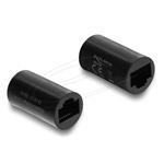 Delock Spojka adaptéru ze zásuvky RJ45 na zásuvku Cat.6, válcový tvar, černá 90836