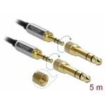 Delock Stereofonní kabel s tríkolíkovou zástrckou 3,5 mm na zástrcku se šroubovacím adaptérem rozmeru 5 m 85788