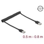 Delock Stočený kabel EASY-USB 2.0 ze zástrčky Typ-A na zástrčku EASY-USB Typ-A, 0,5 m až 0,8 m, černý 90124
