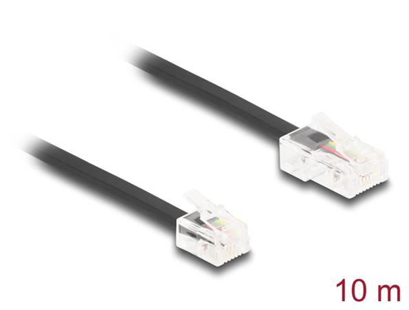 Delock Telefonní kabel RJ45, ze zástrčky na zástrčku RJ11, černý, 10 m 88039