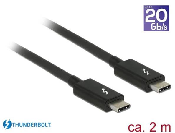 Delock Thunderbolt™ 3 (20 Gb/s) USB-C™ kabel samec > samec pacivní 2,0 m 3 A černý 84847