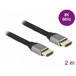 Delock Ultra vysokorychlostní HDMI kabel, 48 Gbps, 8K 60 Hz, šedá 2 m certifikovaný 83996