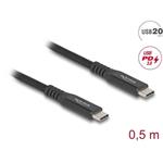 Delock USB 20 Gbps kabel USB Type-C™ samec na samec PD 3.0 100 W E-Marker 0,5 m černý kov 80023