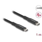 Delock USB 20 Gbps kabel USB Type-C™ samec na samec PD 3.0 100 W E-Marker 1 m černý kov 80024