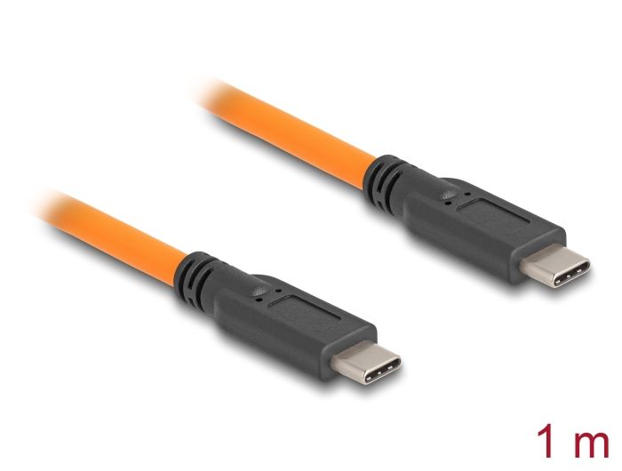 Delock USB 5 Gbps kabel, ze zástrčky USB Type-C™ na zástrčku USB Type-C™, k focení s tetheringem, 1 m, oranžový 87959