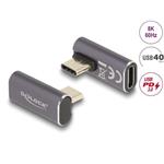 Delock USB Adaptér 40 Gbps USB Type-C™ PD 3.0 100 W samec na samice otočný pravoúhlý levý / pravý 8K 60 Hz kovová 60048