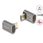 Delock USB Adaptér 40 Gbps USB Type-C™ PD 3.0 100 W samec na samice pravoúhlý 8K 60 Hz kovová 60054