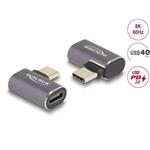 Delock USB Adaptér 40 Gbps USB Type-C™ PD 3.0 100 W samec na samice pravoúhlý levý / pravý 8K 60 Hz kovová 60047