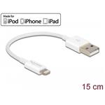 Delock USB datový a napájecí kabel pro iPhone™, iPad™, iPod™ bílý 15 cm 83001