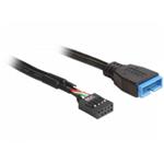 DeLOCK - USB interní kabel - hlavička USB 9 pinů (F) do 19 pin USB 3.0 header (M) - 30 cm - černá 83281