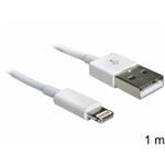 Delock USB napájecí a datový kabel iPhone 5, Lightning, bílý, 1m