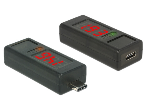 Delock USB Type-C™ Adapter s LED indikátory pro volty a ampéry 65688