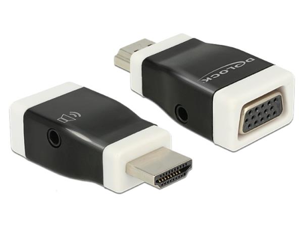 DeLOCK - Video / audio adaptér - HDMI / VGA / audio - HDMI (M) do HD-15 (VGA), stereo mini jack (F) 65586