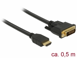 DeLOCK - Video kabel - HDMI / DVI - HDMI (M) do DVI-D (M) - 50 cm - trojnásobně stíněný - černá - k 85651