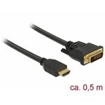 DeLOCK - Video kabel - HDMI / DVI - HDMI (M) do DVI-D (M) - 50 cm - trojnásobně stíněný - černá - k 85651