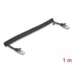 Delock Vinutý kabel rozhraní RJ45, ze zástrčky na zástrčku, Cat.5e, 1 m, černý 87992