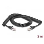 Delock Vinutý kabel rozhraní RJ45, ze zástrčky na zástrčku, Cat.5e, 2 m, černý 87993