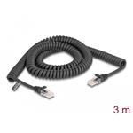 Delock Vinutý kabel rozhraní RJ45, ze zástrčky na zástrčku, Cat.5e, 3 m, černý 87994