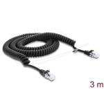 Delock Vinutý kabel rozhraní RJ50, ze zástrčky na zástrčku, 3 m, černý 91236
