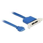 Delock Záslepka 1 x 19 pin USB 3.1 pin konektor samice interní > 2 x USB Type-C™ samice externí Low Profile 84929