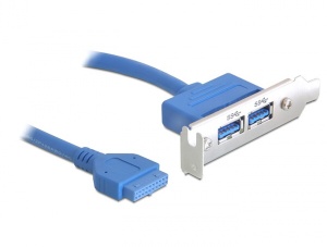 Delock záslepka 1x interní 19pin USB 3.0 > 2 x USB 3.0-A samice externí - low profile 82976