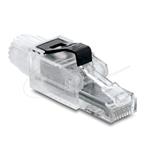 Delock Zástrčka RJ45 pro montáž v terénu, Cat.6A, nestíněná, průhledná / černá