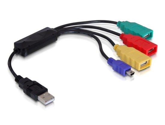 Delockkabelový USB 2.0 hub 4portový 61724