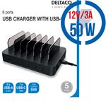 DELTACO DPS-0100, 5x USB A, Nabíjacia stanica, 50W DPS-0200