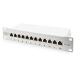 DIGITUS 10" patch panel 12port 1U Cat6A, STP, Krone LSA+, vyväz. lišta, sivý RAL7035 DN-91612S-EA-G