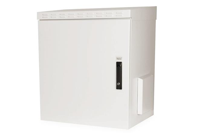 DIGITUS 12U IP55 outdoor wall mounting cabinet, 713x600x450 mm, color grey RAL 7035 DN-19 12U-I-OD