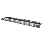 DIGITUS 19" modulárny patch panel 24port 0,5U vhodný pre UTP i STP keystony, čierny RAL9005 DN-91422