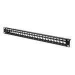 DIGITUS 19" modulárny patch panel 24port 1U vhodný pre UTP i STP keystony, čierny RAL9005 DN-91411