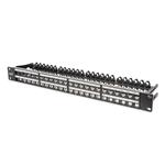 DIGITUS 19" modulárny patch panel 48port 1U vhodný pre UTP i STP keystony, čierny RAL9005 DN-91424