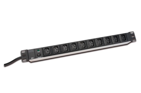 DIGITUS 19" PDU, 1U hliník, C14 -> 10x C13, 10A, jistič DN-95404