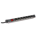 DIGITUS 19" PDU, 1U hliník, SCHUKO -> 7x CEE 7/4, vypínač DN-95402