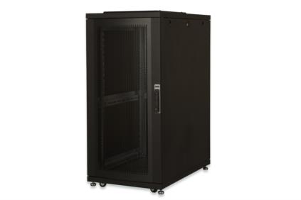 DIGITUS 26U server cabinet, 1260x600x1000 mm, color black RAL 9005 glass door DN-19 SRV-26U-B-G-1