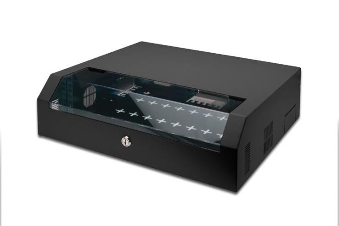 DIGITUS 5U slim line wall mount cabinet 522x480x150 mm, černý (RAL 9005) DN-19 04U-PB-B