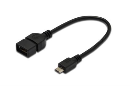 Digitus Adaptérový kabel USB 2.0, OTG, typ micro B - A , 0,2m