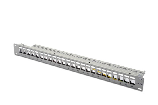 Digitus Blank Patch Panel, 24 port, stíněný, 1U, šedý DN-91410