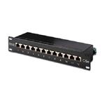 Digitus CAT 5e, Class D patch panel, shielded 12-port RJ45, 8P8C, LSA, 1U, 254 mm(10")Rack Mount color black R DN-91512S