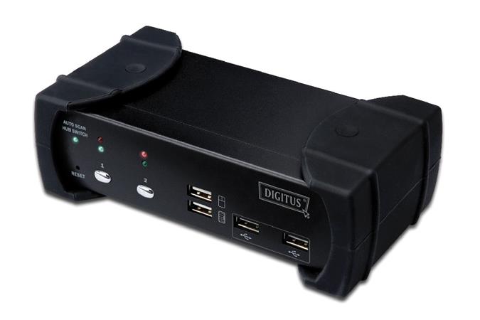 DIGITUS DVI-Audio-USB-KVM switch, 2-port, with integrated USB 2.0 Hub DS-12820