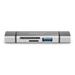 Digitus dvojitá čtečka karet OTG (USB-C + USB 3.0) 1x SD, 1x MicroSD, 1x USB 3.0, šedá DA-70886
