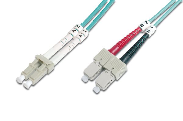 Digitus Fiber Optic Patch Cord, LC to SC Multimode 50/125 µ, Duplex Length 2m, Class OM3 DK-2532-02/3