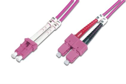 DIGITUS Fiber Optic Patch Cord, LC to SC, Multimode OM4 - 50/125 µ, Duplex, color RAL4003 Length 10m DK-2532-10-4