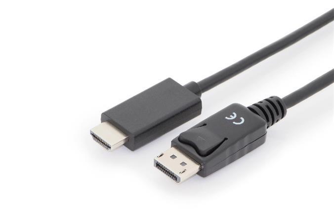 Digitus kabelový adaptér DisplayPort, DP - HDMI typu A, M / M, 1,0 m, s blokováním, DP 1.2_HDMI 2.0, 4K AK-340303-010-S