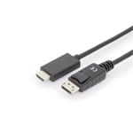 Digitus kabelový adaptér DisplayPort, DP - HDMI typu A, M / M, 1,0 m, s blokováním, DP 1.2_HDMI 2.0, 4K AK-340303-010-S