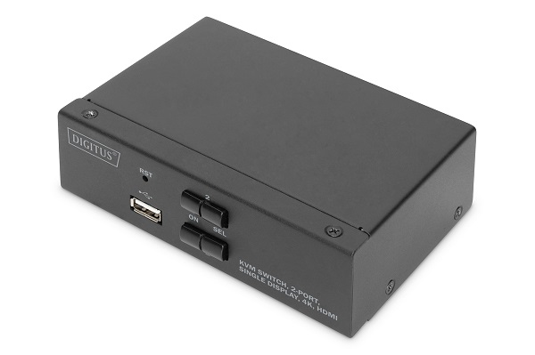 DIGITUS KVM přepínač, 2 porty, dva displeje, 4K, HDMI DS-12870