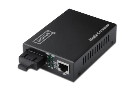 DIGITUS Media Converter, Multimode, 10/100Base-TX to 100Base-FX, Incl. PSU SC connector, Up to 2km DN-82020-1