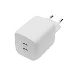 DIGITUS Miniaturní nabíječka USB-C, 2portová, 65W 2x USB-C, 45W+20W, bílá. DA-10063